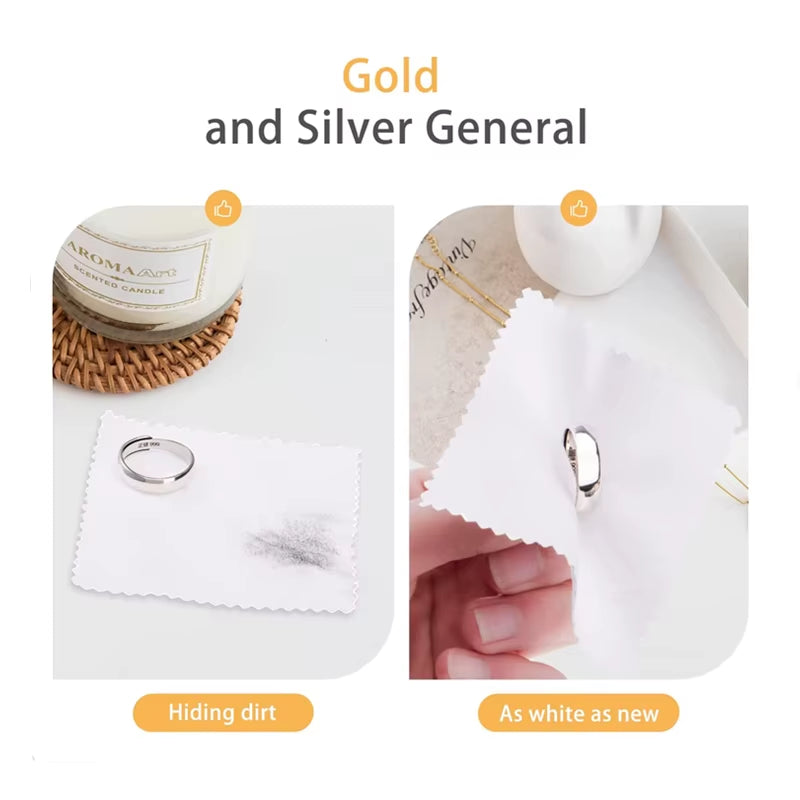 50Pcs Individually Silver Cleaner Polishing Jewelry Cloth Napkin Tarnish Remover Tool with Package Ornaments for Silverware Gold