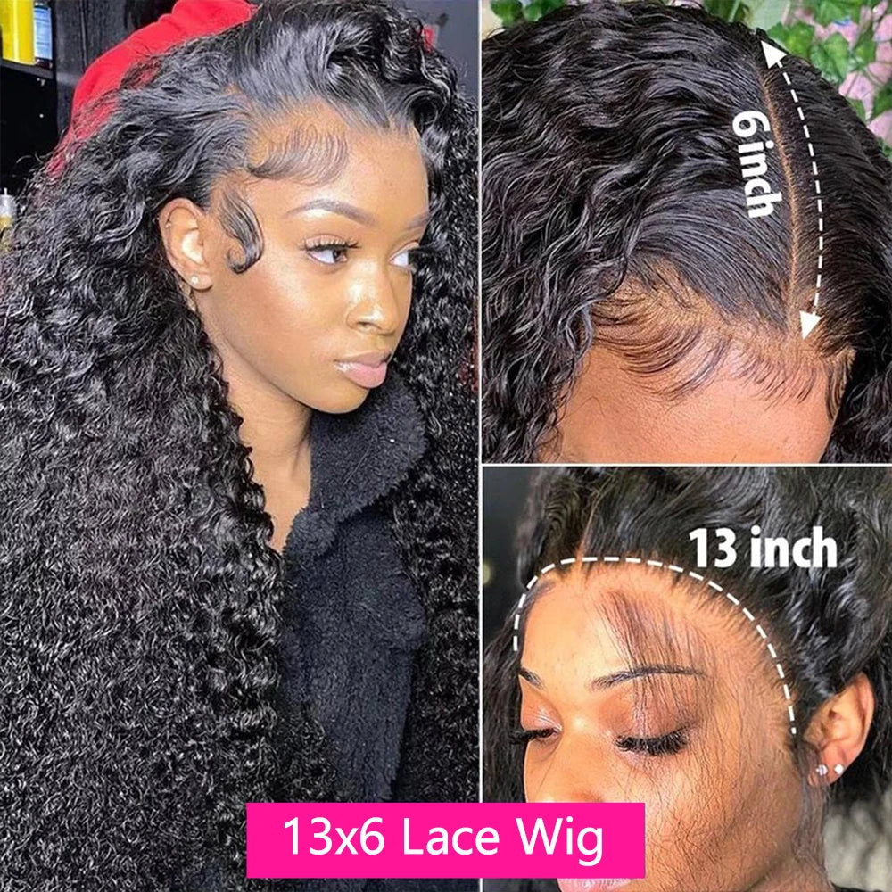 200% Density Deep Wave Wig 13X4 13X6 HD Transparent Lace Frontal Wig Curly Wave Wig 5X5 Lace Wig Human Hair Wigs for Black Women