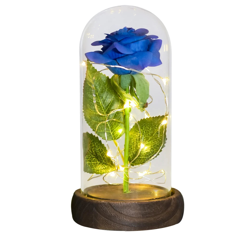 Gifts for Her Beauty and the Beast Eternal Rose in Glass Dome Artificial Forever Flower LED Light Mothers Day Gifts for Women