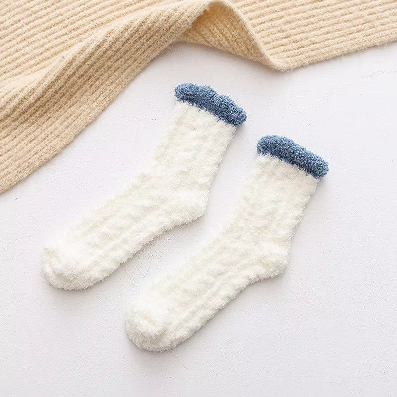 Autumn Winter Coral Velvet Socks Cute Cat Claw Socks for Women Children Girls Middle Tube Thickened Sleep Socks Home Floor Socks