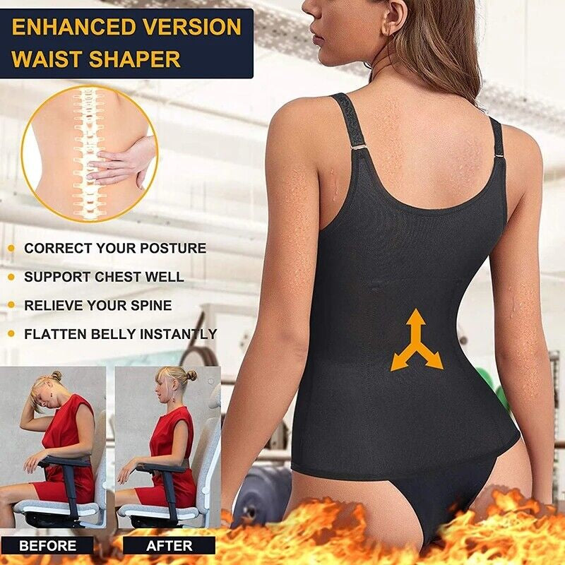 Women Shapewear Waist Trainer Slimming Vest Belly Control Body Shaper Sports Top