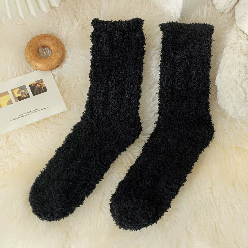 Autumn Winter Coral Velvet Socks Cute Cat Claw Socks for Women Children Girls Middle Tube Thickened Sleep Socks Home Floor Socks